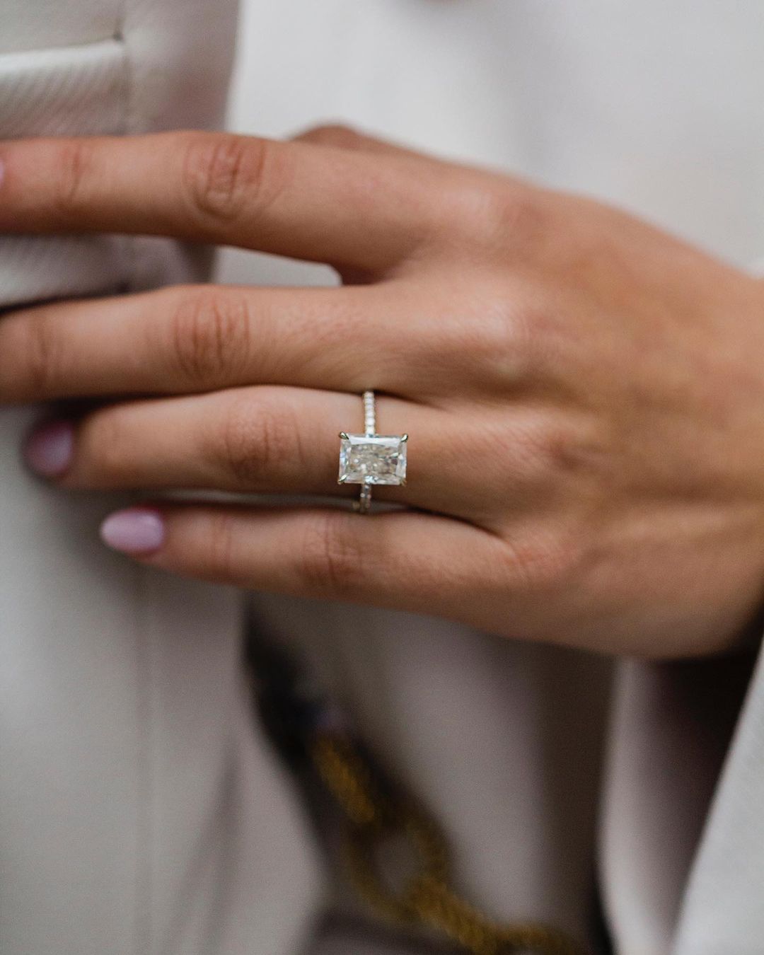 3.55 CT Radiant Hidden Halo Moissanite Engagement Ring 1